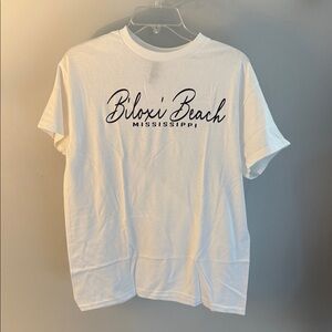 Gildan White Tee with Black 'Biloxi Beach Mississippi' Script